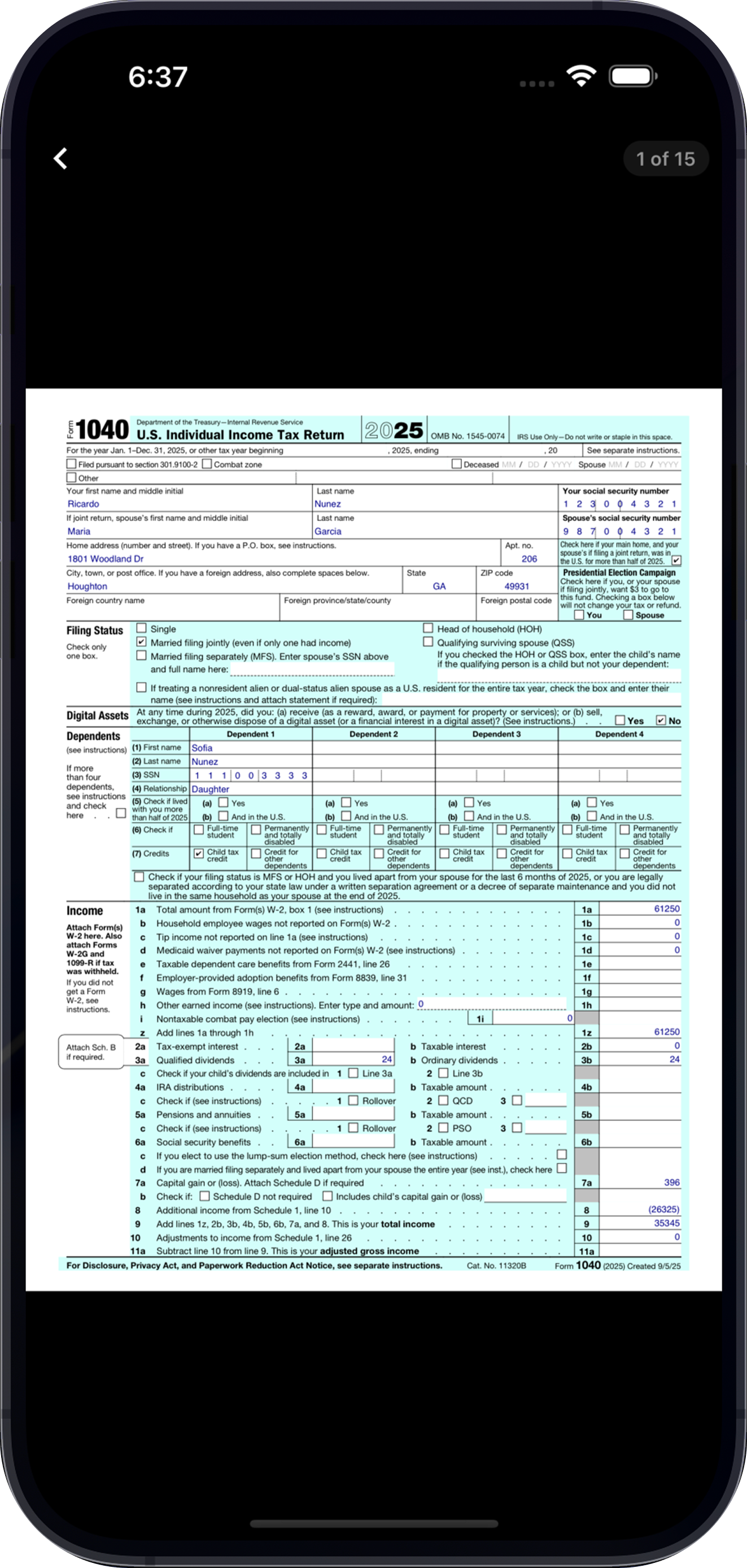Your federal return builds itself — every form generated as you go.